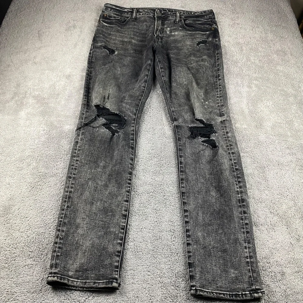American Eagle Outfitters Next Level Flex Slim Jeans Mens 33x32 Black Distressed